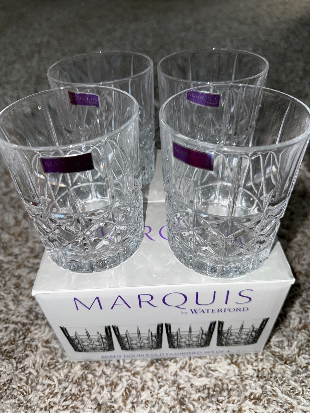 Marquise Clear Cut Double Old Fashioned Glasses - Set of 4